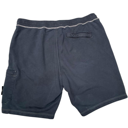 Stone Island khaki brown jogger shorts cotton material with logo patch on pocket.