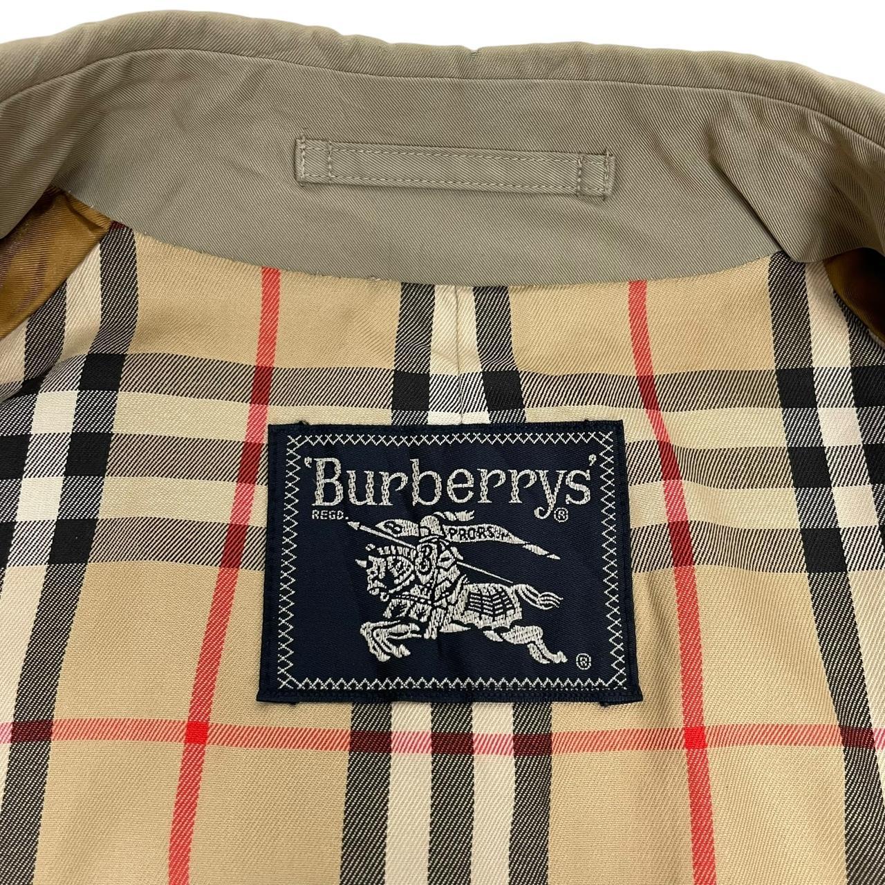 Vintage 90s Burberry Khaki Green Nova Check Single Breasted Trench Coat