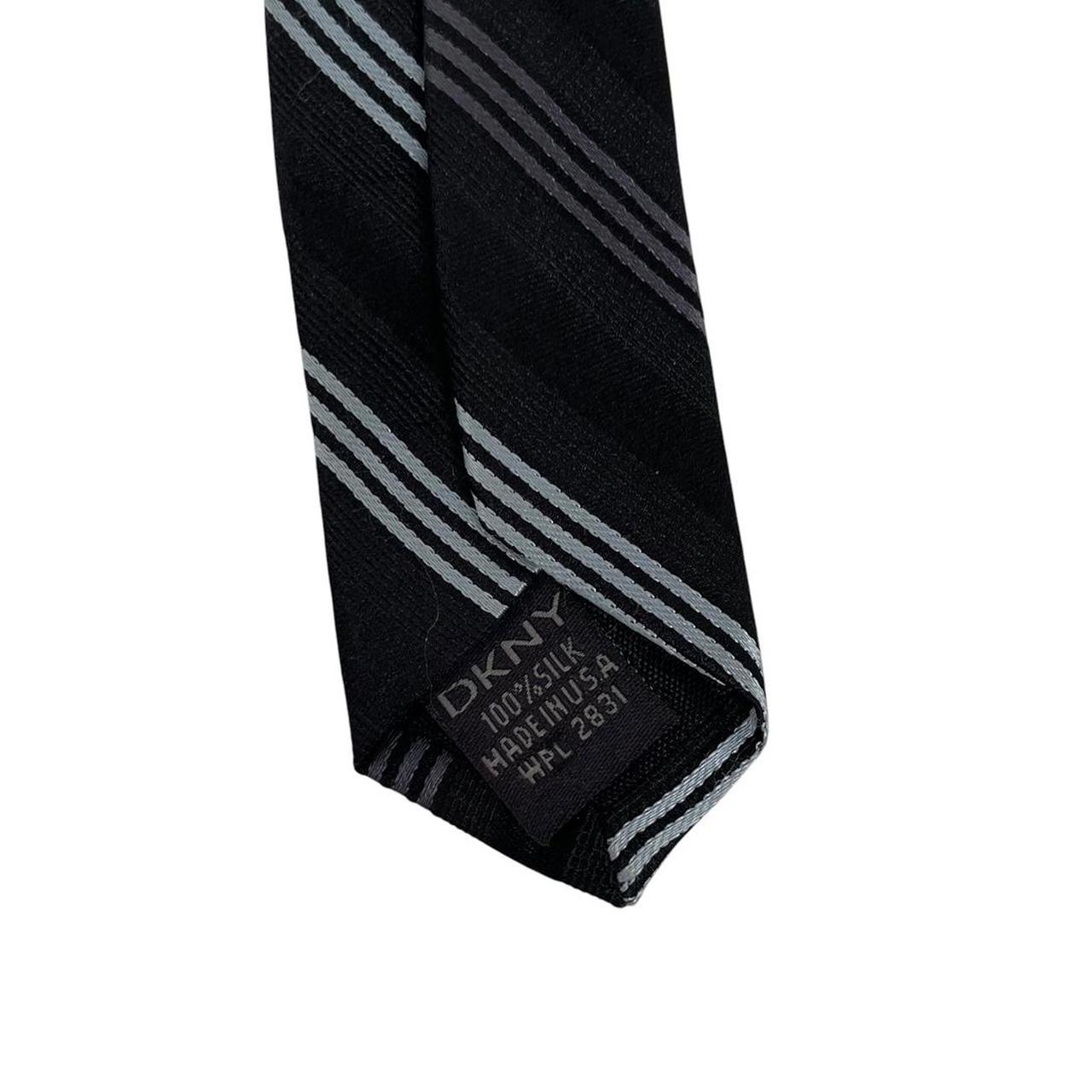 Vintage DKNY Black Striped Silk Tie