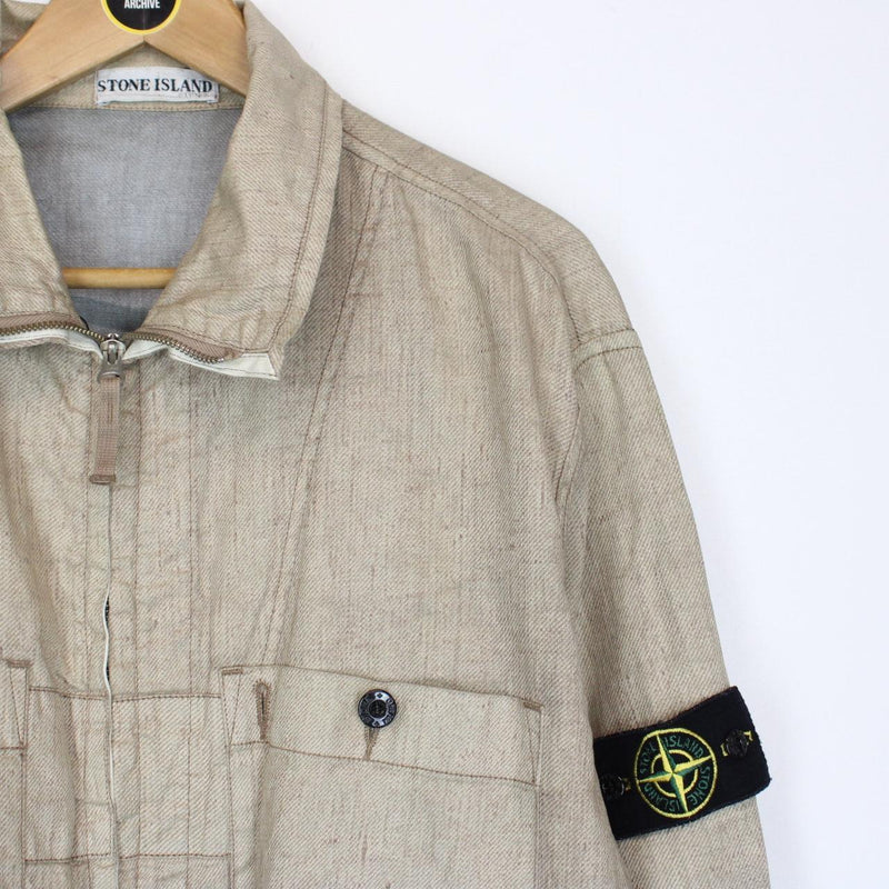 Vintage Stone Island SS 2003 Beige Resin Lino Flax Spalmultra Jacket