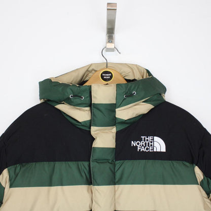 The North Face Beige, Black and Green Striped Himalyan Down Puffer Jacket