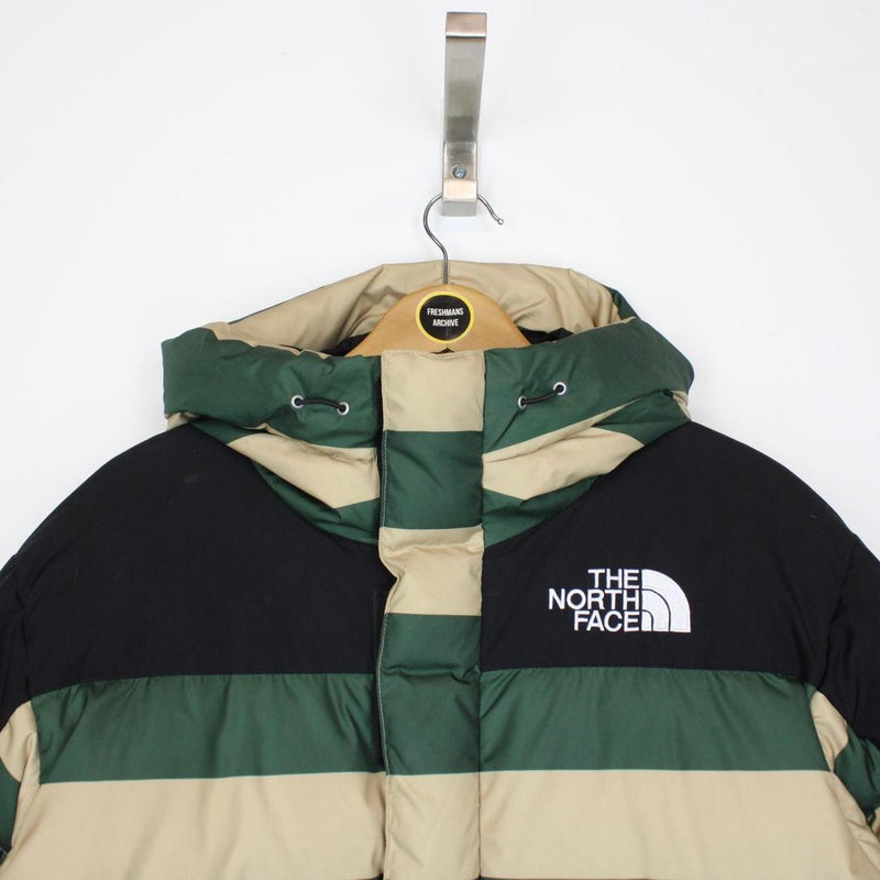 The North Face Beige, Black and Green Striped Himalyan Down Puffer Jacket