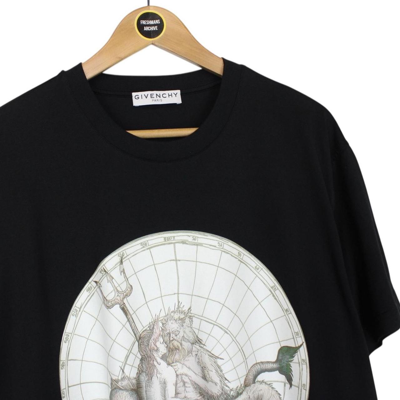 Givenchy Paris Black Poseidon Print Short Sleeve Cotton T-Shirt