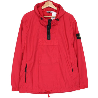 Stone Island AW 2022 Red Naslan Nylon 1/4 Zip Hooded Smock Jacket