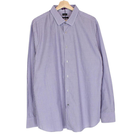 Paul Smith purple and white striped long sleeve cotton shirt with tags attached.