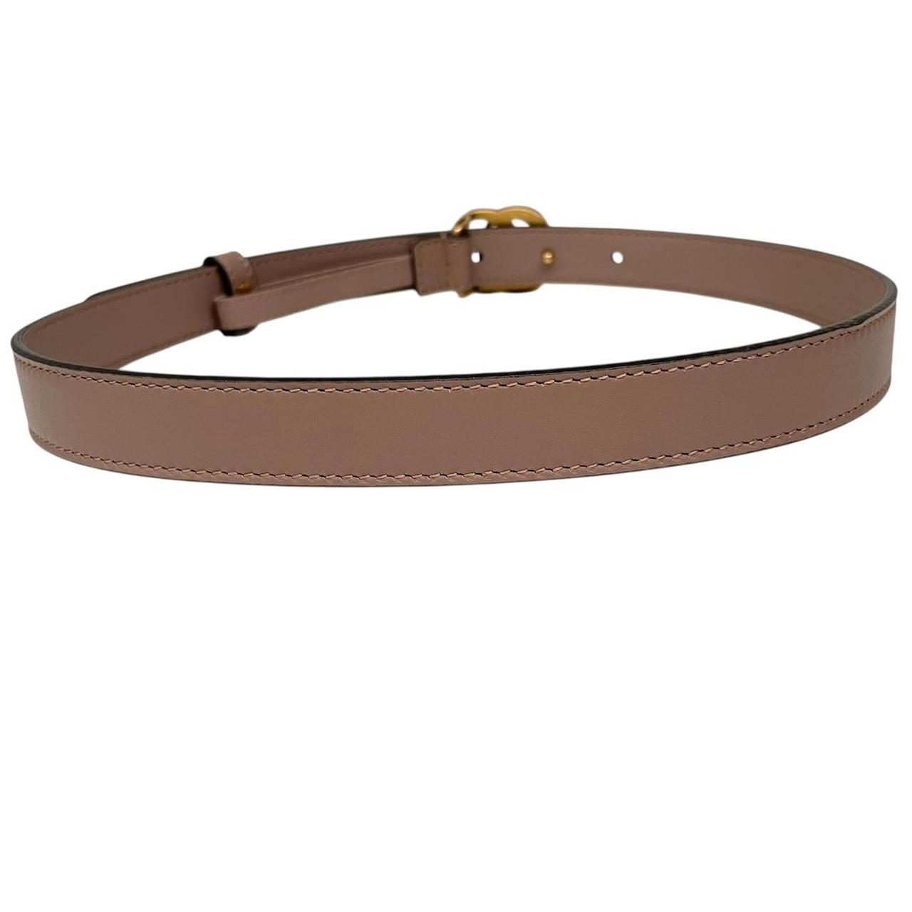 Gucci Rose Pink and Gold Marmont Thin Leather Belt with GG Buckle