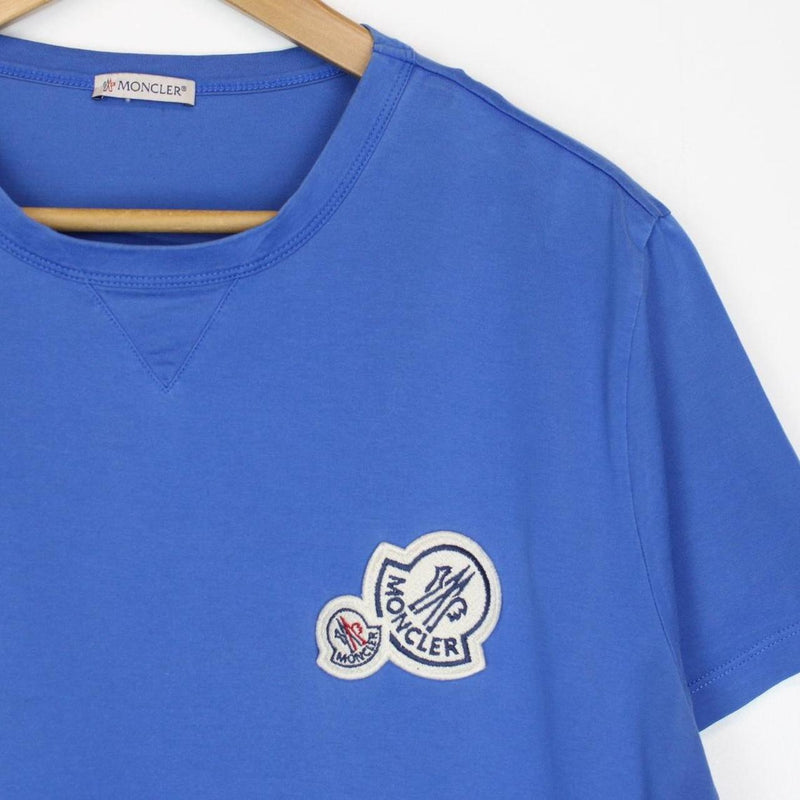 Moncler Maglia Blue Double Logo Short Sleeve T-Shirt