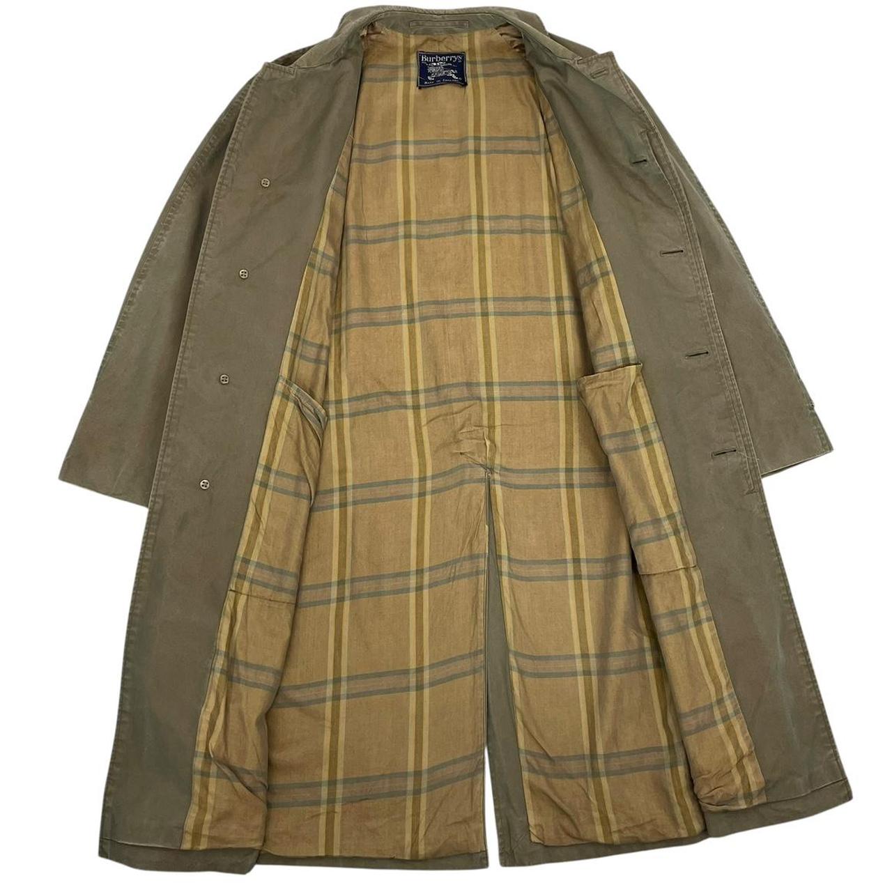 Vintage 90s Burberry Khaki Green Single Breasted Trench Coat