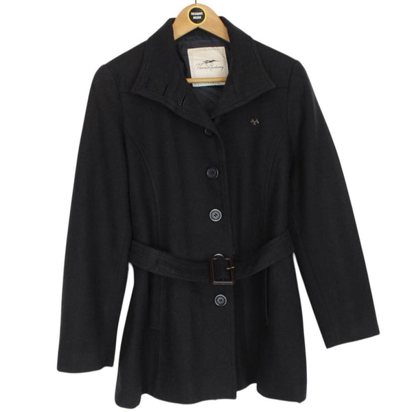 Vintage Thomas Burberry Navy Blue Wool Belted Coat