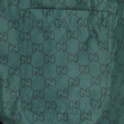 Gucci Green GG Supreme Monogram Logo Print Nylon Swim Shorts