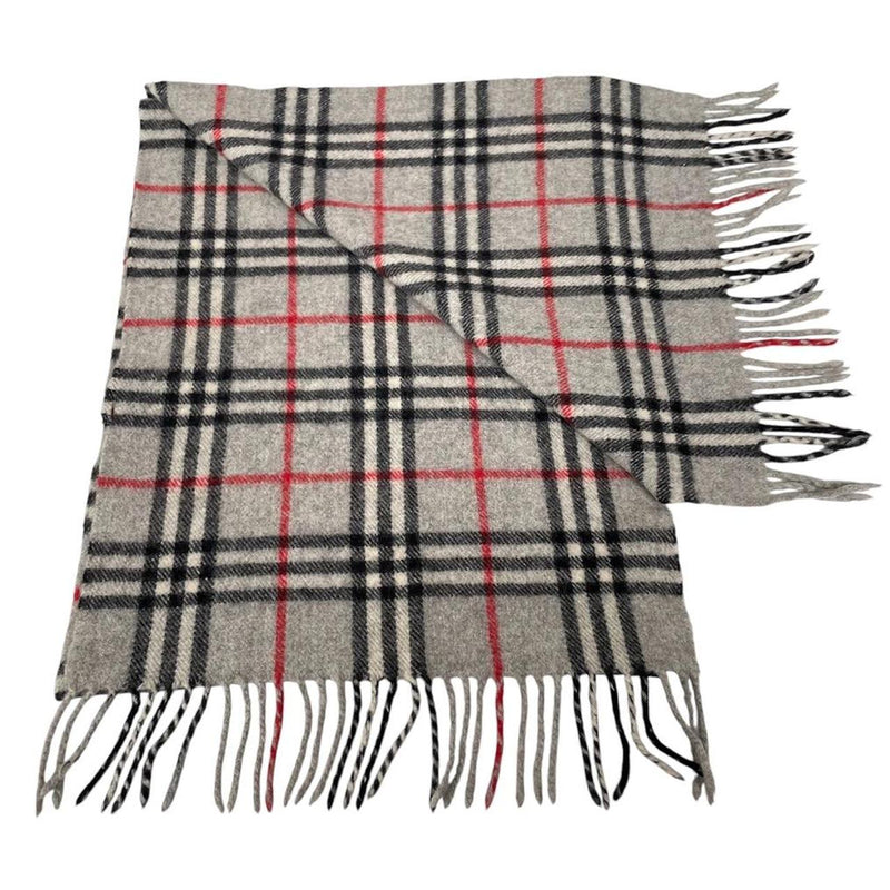 Vintage 90s Burberry Grey Nova Check Lambswool Scarf