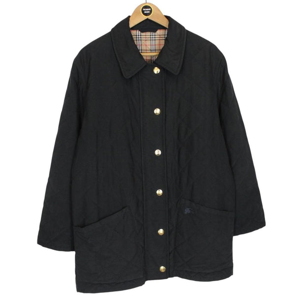 Vintage 90s Burberry Black Nova Check Lined Quilted Jacket