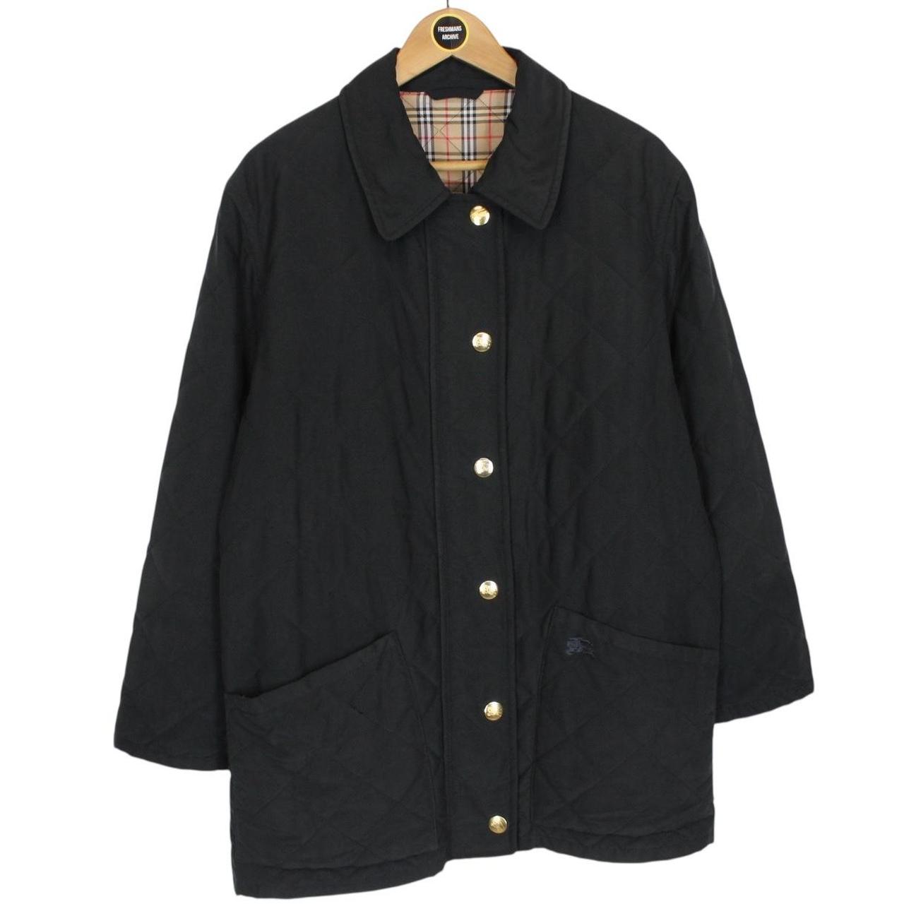 Vintage 90s Burberry Black Nova Check Lined Quilted Jacket