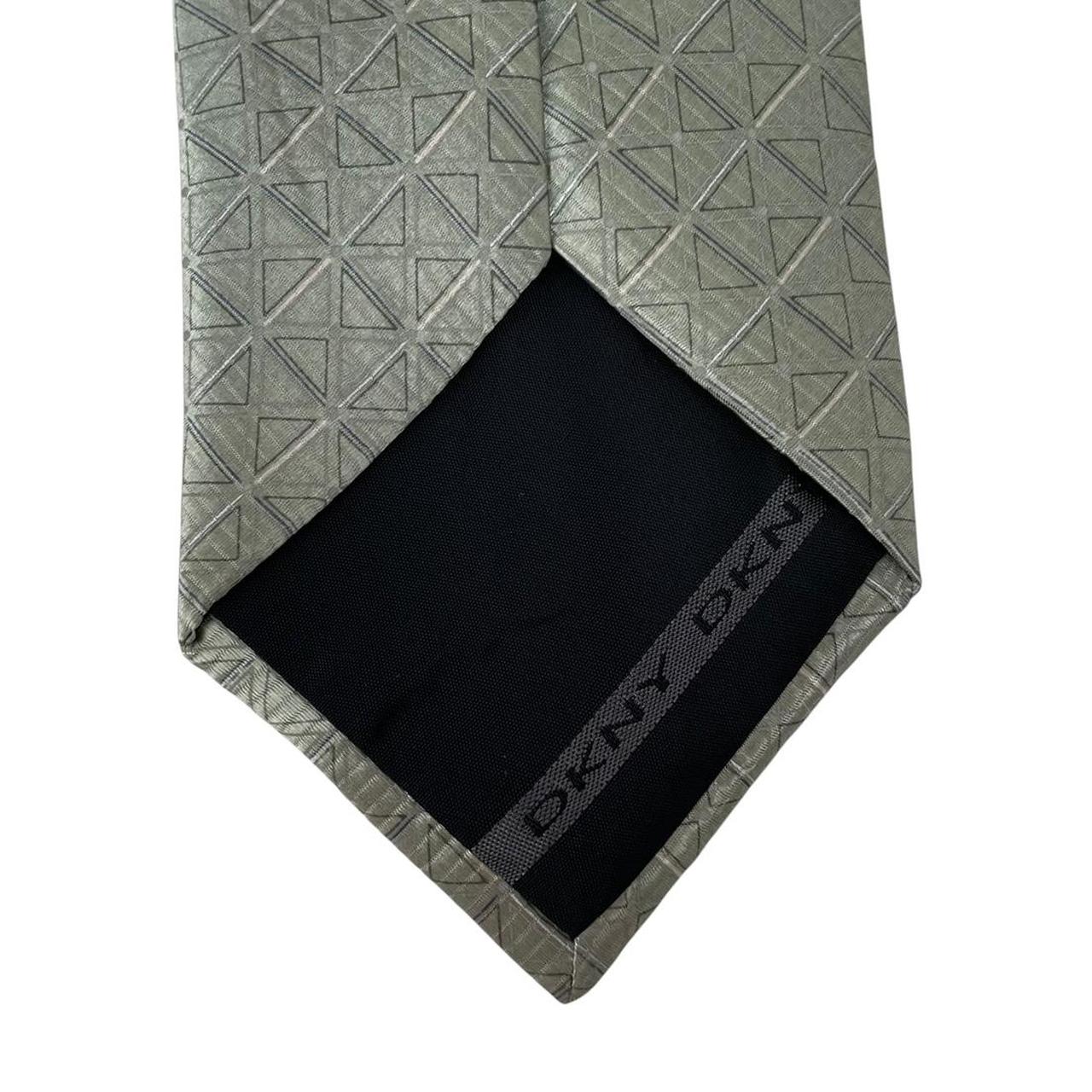 Vintage DKNY Green Geometric Print Silk Tie
