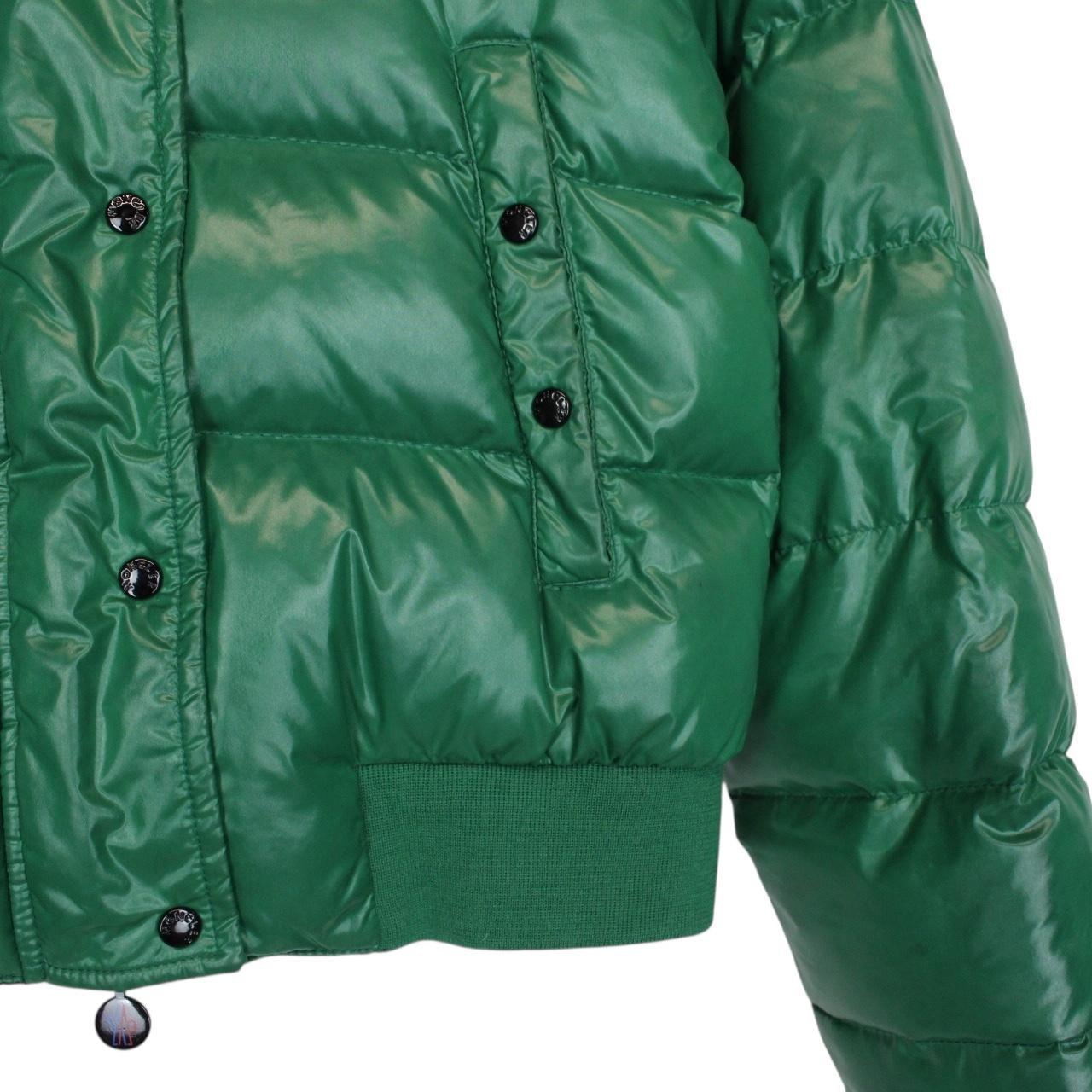 Moncler Green Fur Hooded Nylon Down Puffer Jacket