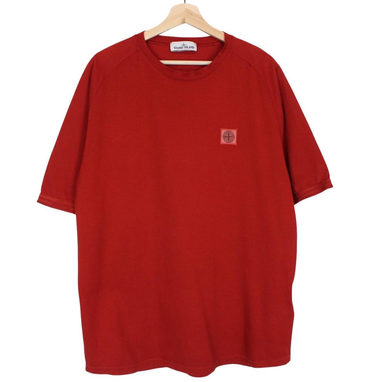 Stone Island SS 2019 Red Short Sleeve Cotton Compass Logo T-Shirt