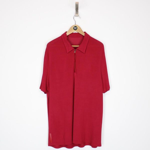 Vintage Prada Sport Red Short Sleeve Cotton Polo Shirt