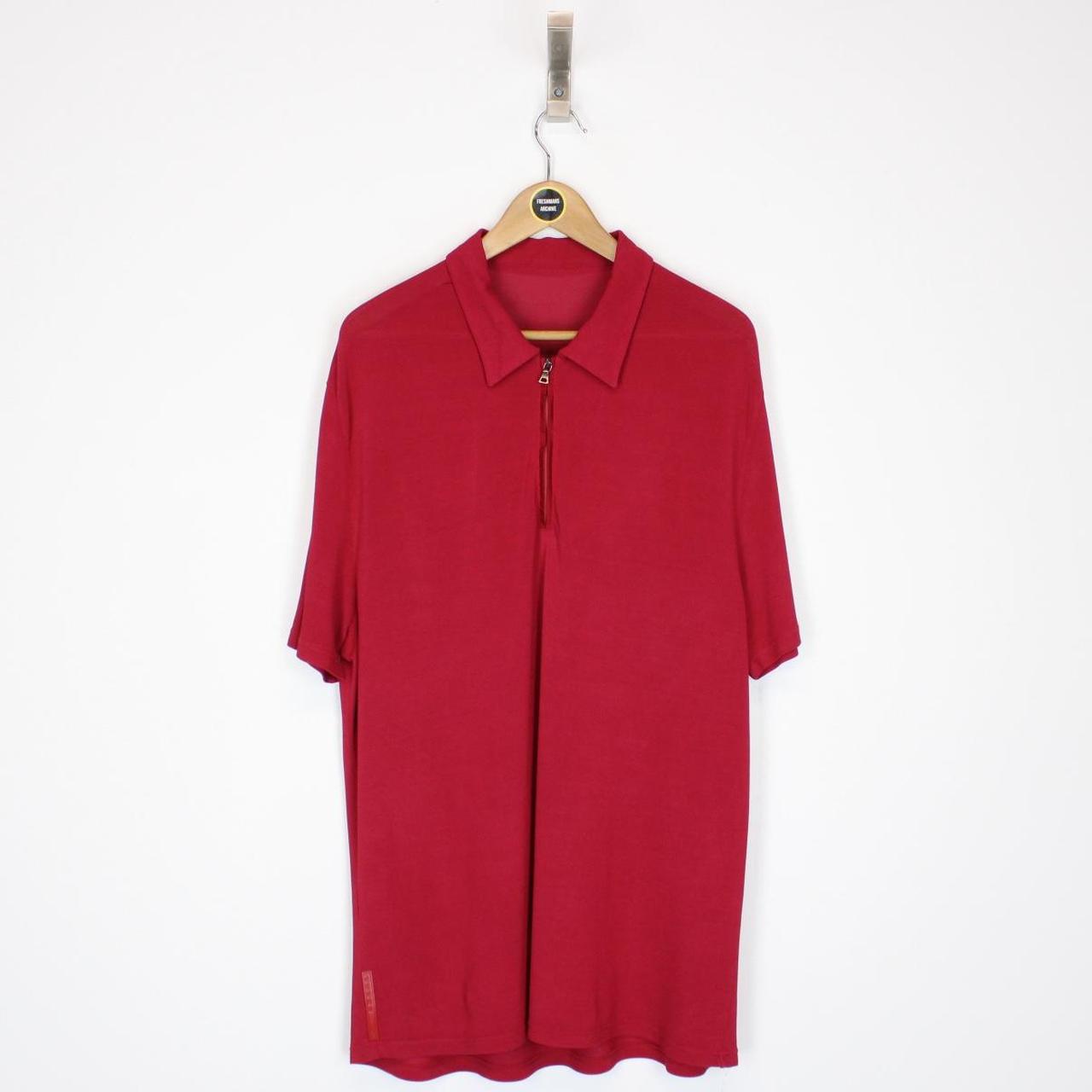 Vintage Prada Sport Red Short Sleeve Cotton Polo Shirt