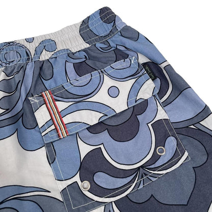 Paul Smith multicoloured swim shorts with logo detail and nylon material.