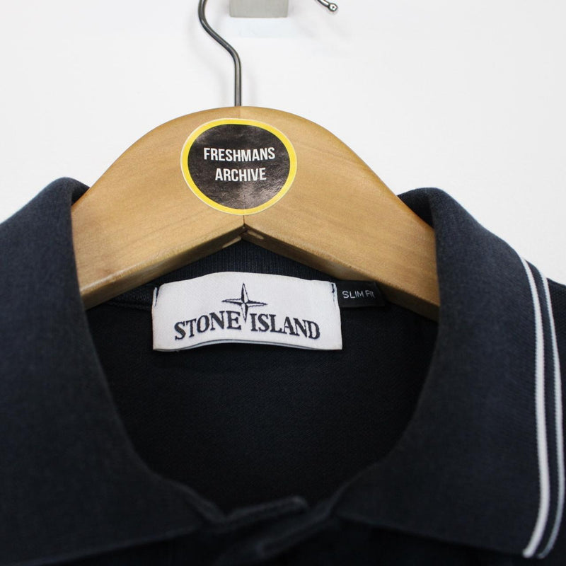 Stone Island Navy Blue Short Sleeve Compass Cotton Polo Shirt