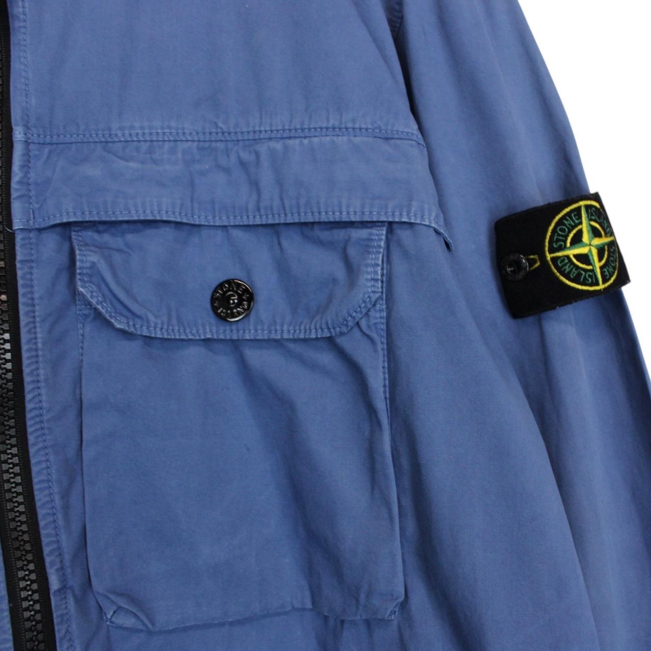 Stone Island AW 2020 Blue Full Zip Cotton Overshirt Jacket