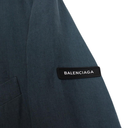 Balenciaga Teal Blue Linen Double Breasted Blazer Jacket
