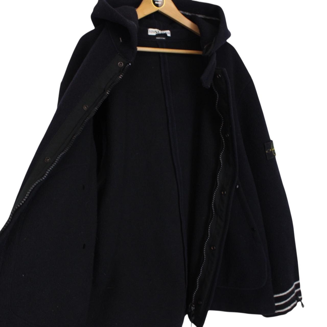 Vintage Stone Island AW 2003 Navy Blue Heavyweight Wool Blend Hooded Coat