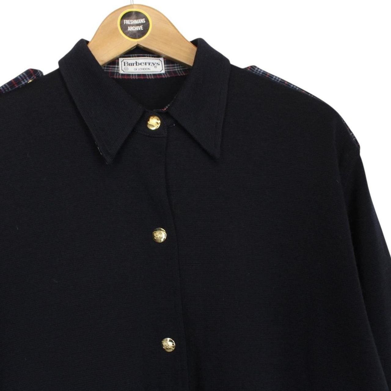 Vintage 90s Burberry Navy Blue Merino Wool Blend Knit Jumper