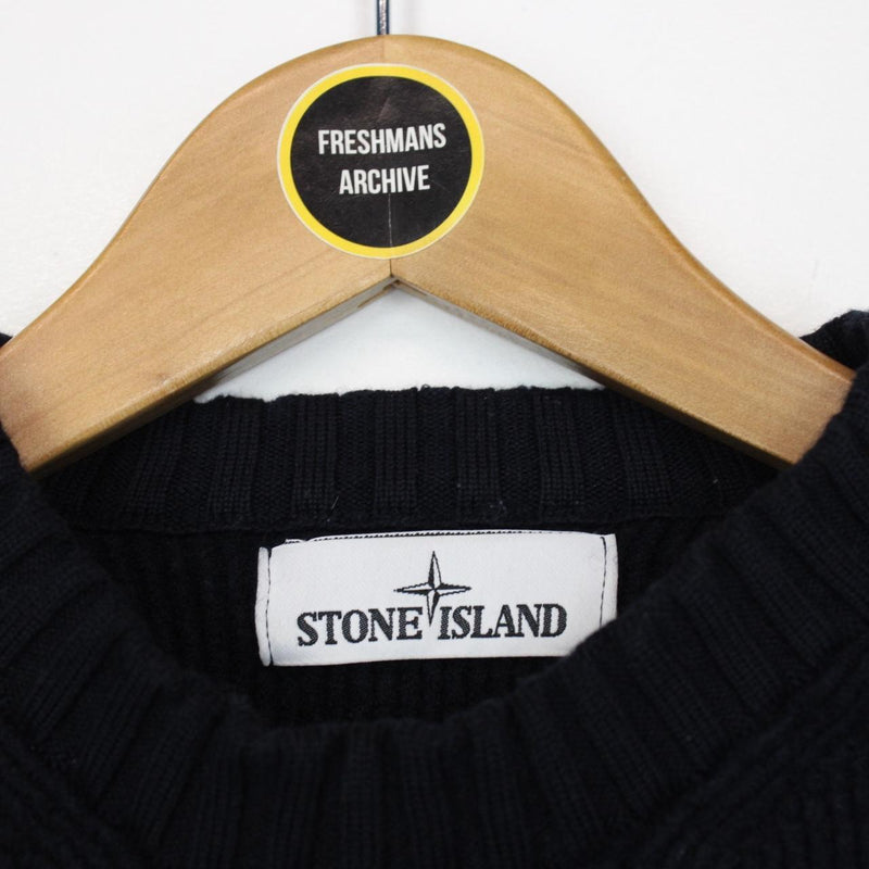 Stone Island AW 2016 Navy Blue Ribbed Wool Knit Jumper
