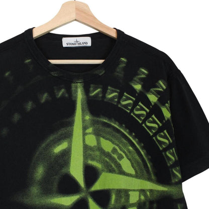 Stone Island AW 2019 Black Short Sleeve Cotton Blur Logo Print T-Shirt
