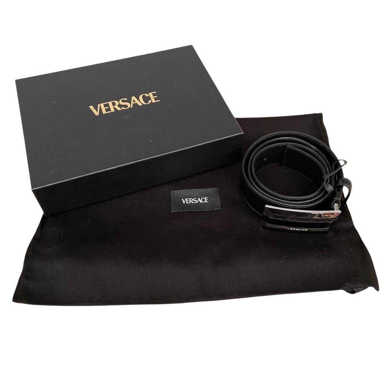 Versace Black and Silver Leather Belt