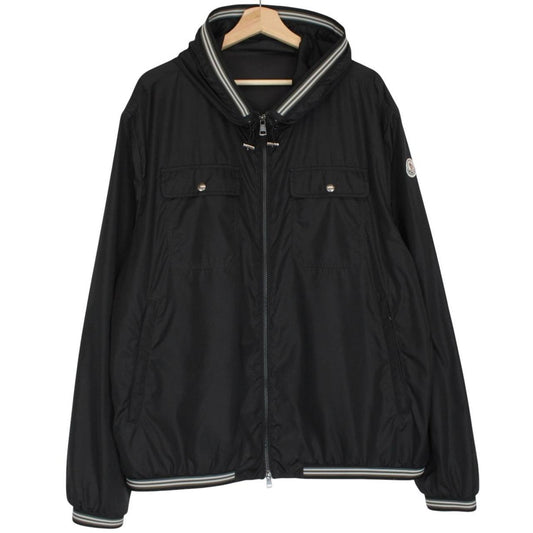 Moncler black windbreaker jacket full zip nylon with logo detail and excellent condition.