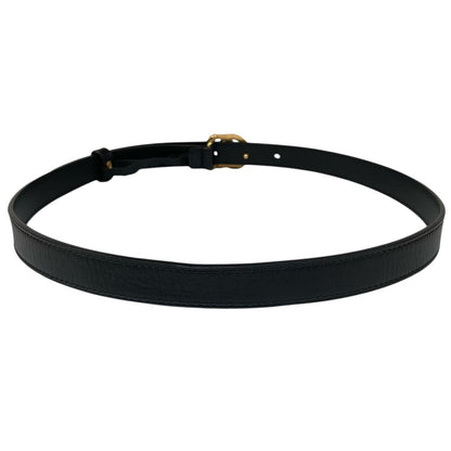 Gucci Black and Gold Marmont Thin Leather Belt with GG Buckle
