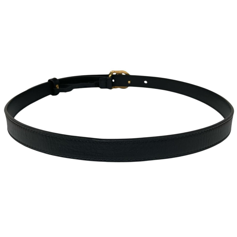 Gucci Black and Gold Marmont Thin Leather Belt with GG Buckle