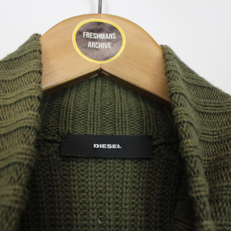 Diesel Green Wool Knit Full Zip Utlility Cardigan Jumper