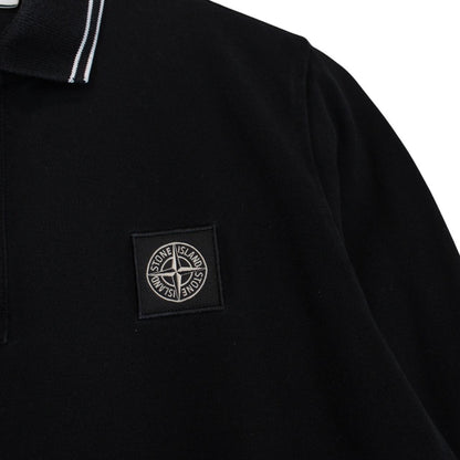 Stone Island Junior AW 2020 Black Long Sleeve Compass Cotton Polo Shirt