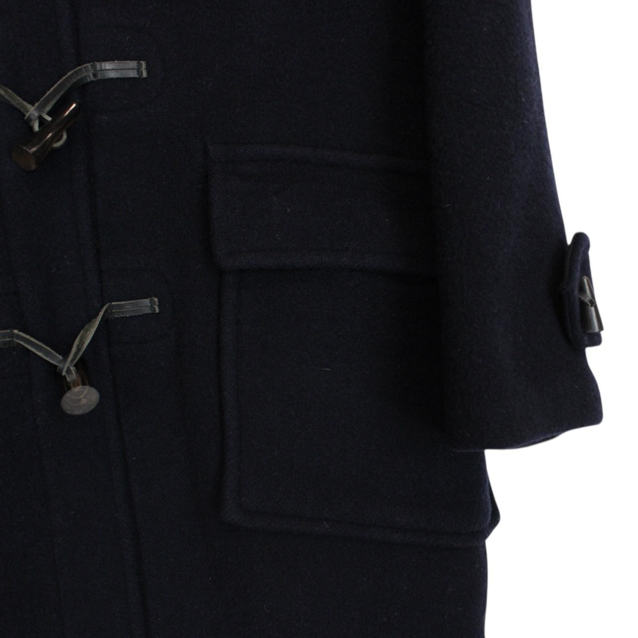 Vintage Burberry London Navy Blue Nova Check Wool Duffle Coat