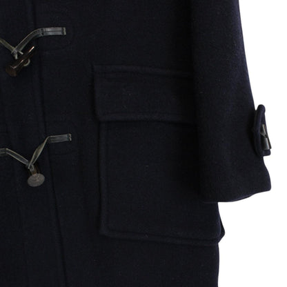 Vintage Burberry London Navy Blue Nova Check Wool Duffle Coat