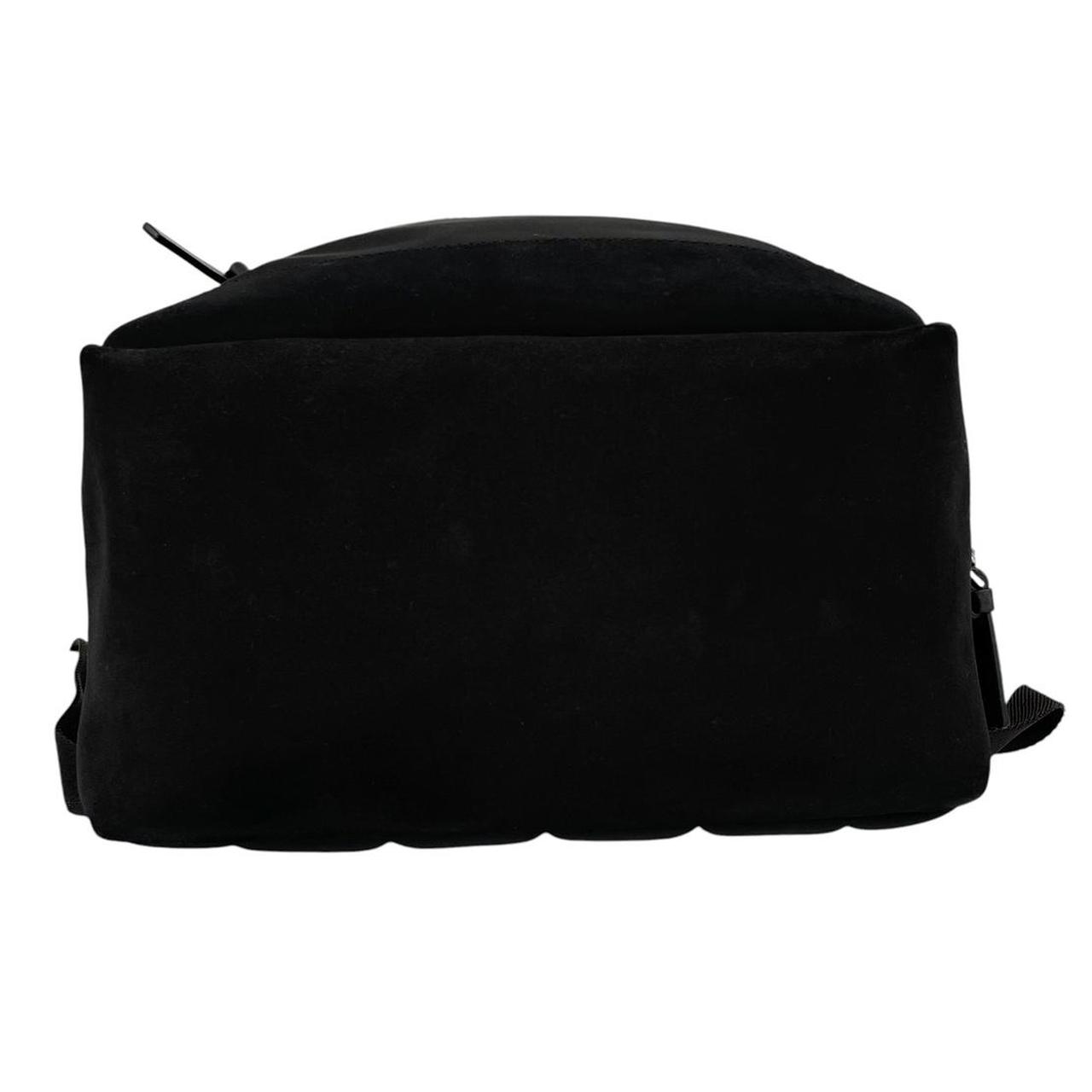 Moncler black duffel bag with logo patch and durable material, pre-loved condition.