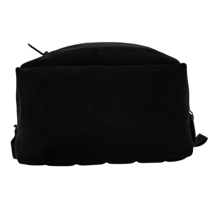 Moncler black duffel bag with logo patch and durable material, pre-loved condition.