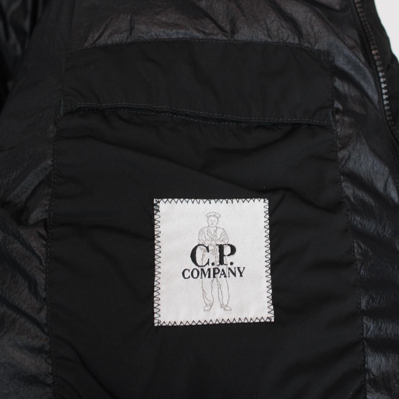 CP Company Black Nycra-R Full Zip Lens Down Hooded Puffer Coat