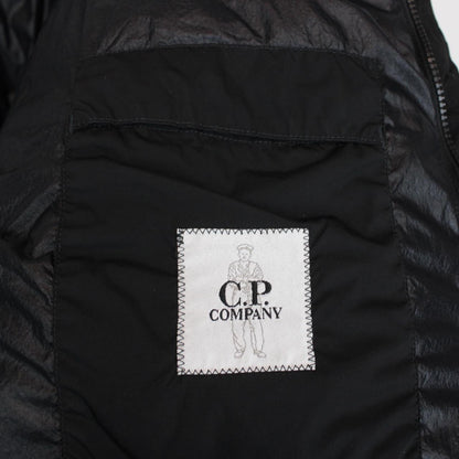 CP Company Black Nycra-R Full Zip Lens Down Hooded Puffer Coat