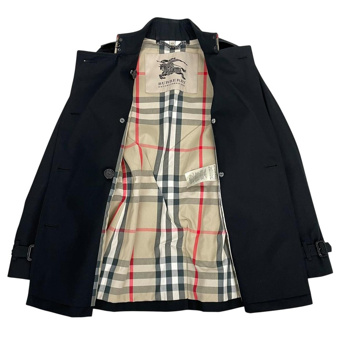 Burberry Black Nova Check Double Breasted Belted Short Trench Coat