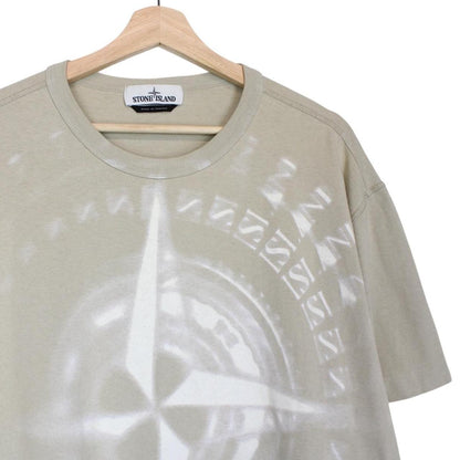 Stone Island AW 2019 Beige Short Sleeve Cotton Logo Print T-Shirt