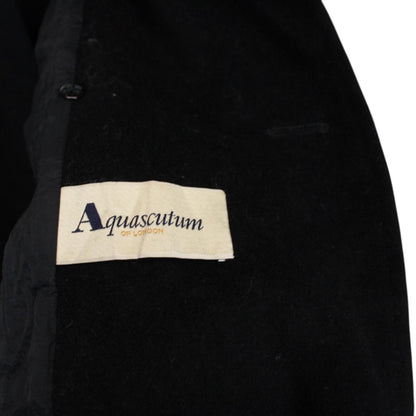 Vintage Aquascutum Black Cashmere Wool Blend Double Breasted Coat