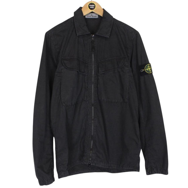 Stone Island AW 2022 Black Full Zip Cotton Overshirt Jacket
