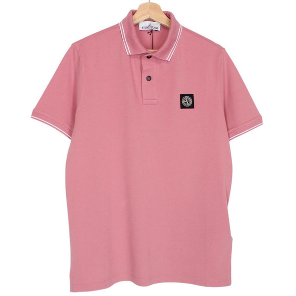 Stone Island Pink Short Sleeve Slim Fit Organic Cotton Polo Shirt