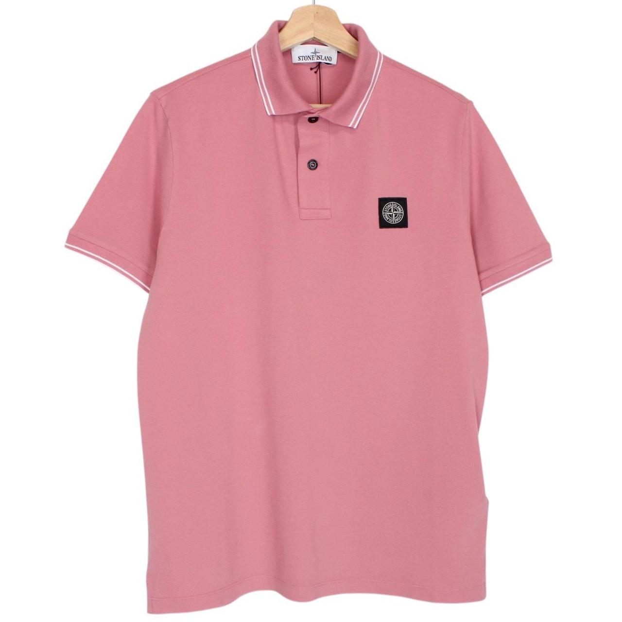 Stone Island Pink Short Sleeve Slim Fit Organic Cotton Polo Shirt