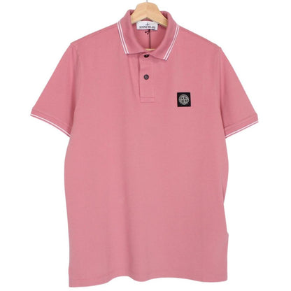 Stone Island Pink Short Sleeve Slim Fit Organic Cotton Polo Shirt