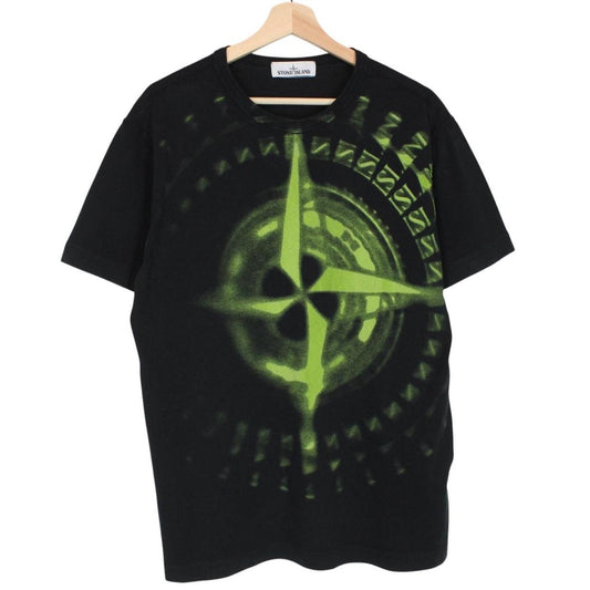 Stone Island AW 2019 Black Short Sleeve Cotton Blur Logo Print T-Shirt